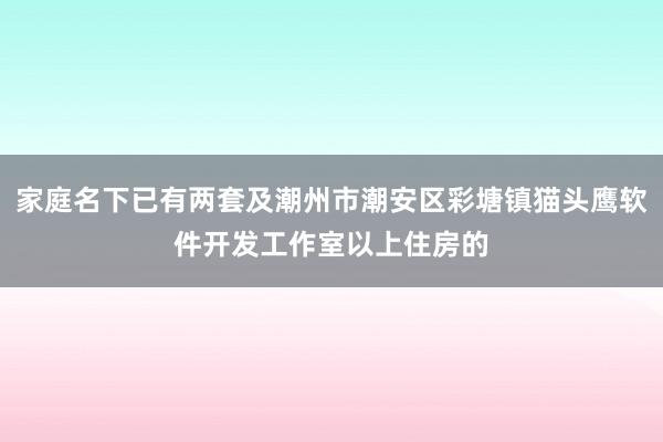 家庭名下已有两套及潮州市潮安区彩塘镇猫头鹰软件开发工作室以上住房的
